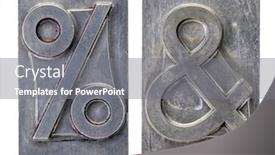  Presentation with percent - Amazing slide deck having percent and ampersand -isolated symbols in vintage grunge metal letterpress printing blocks backdrop and a gray colored foreground