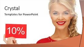  Presentation with girl in red dress - Amazing PPT theme having percent people - picture of lovely woman backdrop and a  colored foreground