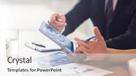  Presentation with percentage - PPT layouts having percentage - blue data against business people background and a white colored foreground