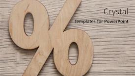  Presentation with percentage - Slide deck featuring percentage sign symbol icon on wood table copy space background and a mint green colored foreground