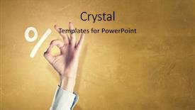  Presentation with percentage - Colorful PPT theme enhanced with percentage symbol and hand showing backdrop and a gold colored foreground