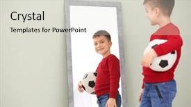  Presentation with mirror - Presentation theme having perception - cute little boy with soccer background and a lemonade colored foreground