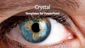  Presentation with earth eye - PPT layouts having perception - eye with the earth inside background and a tawny brown colored foreground