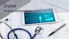  Presentation with application - Slide set featuring perception - live medical screening with medical background and a light gray colored foreground