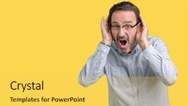  Presentation with perception - Presentation theme enhanced with perception attention - handsome middle age elegant senior background and a yellow colored foreground