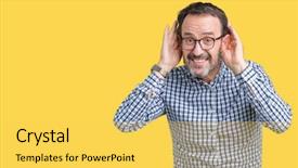  Presentation with perception - Colorful slide set enhanced with perception attention - handsome middle age elegant senior backdrop and a yellow colored foreground