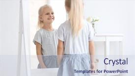 Presentation with mirror - PPT theme consisting of perception de soi - cute little girl looking background and a lemonade colored foreground