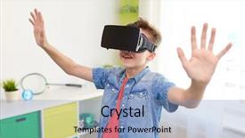  Presentation with virtual technology - Slide set with perception de soi - modern technology gaming and people background and a light blue colored foreground