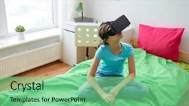  Presentation with augmented reality - PPT layouts with perception de soi - technology augmented reality entertainment background and a seafoam green colored foreground