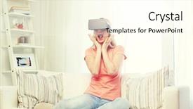  Presentation with virtual reality physical therapy - Audience pleasing slide set consisting of perception de soi - technology virtual reality cyberspace entertainment backdrop and a  colored foreground