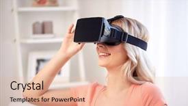  Presentation with virtual technology - Presentation design featuring perception de soi - technology virtual reality cyberspace entertainment background and a lemonade colored foreground