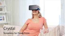  Presentation with artificial intelligence virtual reality - Cool new PPT theme with perception de soi - technology virtual reality cyberspace entertainment backdrop and a coral colored foreground