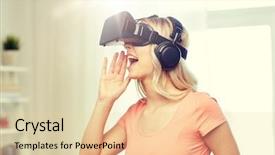  Presentation with virtual technology - Theme enhanced with perception de soi - technology virtual reality entertainment background and a  colored foreground