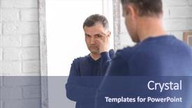  Presentation with melting earth near space - Presentation theme featuring perception de soi - thoughtful mature man standing near background and a ocean colored foreground