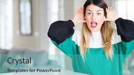  Presentation with perception - Cool new slide deck with perception de soi - young beautiful woman wearing winter backdrop and a  colored foreground