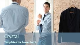  Presentation with mirror dance moves - Slides with perception de soi - young businessman looking at himself background and a ocean colored foreground