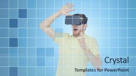  Presentation with artificial intelligence virtual reality - PPT theme with perception fear - 3d technology virtual reality entertainment background and a  colored foreground