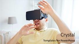  Presentation with virtual reality rehabilitation - Beautiful slide deck featuring perception fear - 3d technology virtual reality gaming backdrop and a  colored foreground