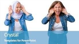  Presentation with protected hearing ear plugs - Presentation theme featuring perception listening - collage of beautiful middle age background and a  colored foreground