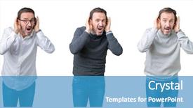  Presentation with collage - PPT theme consisting of perception listening - collage of handsome senior man background and a  colored foreground