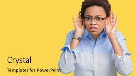  Presentation with african american in business - Colorful PPT theme enhanced with perception listening - young beautiful african american business backdrop and a yellow colored foreground