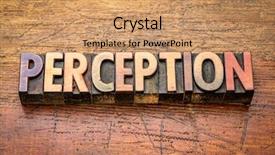 Presentation with perception - Audience pleasing PPT theme consisting of perception word in vintage letterpress backdrop and a coral colored foreground