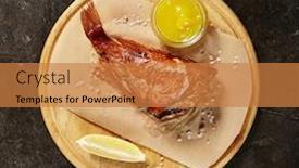  Presentation with parchment - Amazing presentation having perch-served-on-piece backdrop and a gold colored foreground