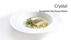  Presentation with taste - Audience pleasing presentation design consisting of perch with risotto fresh courgette backdrop and a white colored foreground