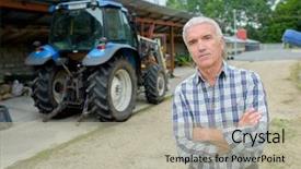  Presentation with agriculture - Colorful slide set enhanced with percision agriculture - man and tractor backdrop and a  colored foreground