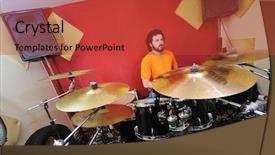  Presentation with drums - Presentation with percussion instruments - drums music player at home background and a red colored foreground