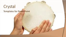  Presentation with tambourine - Colorful theme enhanced with percussion instruments - someone playing a pandereta backdrop and a cream colored foreground