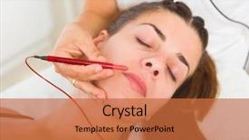  Presentation with anti aging - PPT theme having percutaneous - attractive female patient receiving electro background and a red colored foreground