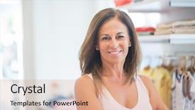  Presentation with beautiful hispanic woman - Cool new PPT theme with perfec asisttant - beautiful middle age hispanic woman backdrop and a coral colored foreground