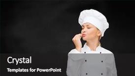  Presentation with cooking chef - PPT layouts consisting of perfec asisttant - cooking gesture and food concept background and a dark gray colored foreground