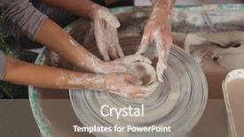  Presentation with female - PPT theme enhanced with perfec asisttant - mid section of female potter background and a  colored foreground