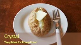  Presentation with bits - Colorful slide deck enhanced with perfect baked potato with sour cream chives butter and bacon bits shot with various views backdrop and a tawny brown colored foreground