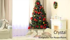  Presentation with christmas tree - Slide deck featuring perfect christmas tree with gifts background and a lemonade colored foreground