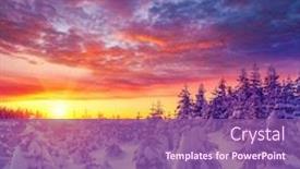  Presentation with happy new year - Presentation design enhanced with perfect-evening-winter-landscape background and a violet colored foreground