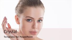  Presentation with perfect - Amazing PPT layouts having perfect female face and hands backdrop and a coral colored foreground