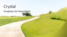  Presentation with red gold green field - PPT theme consisting of perfect grass golf course field background and a  colored foreground