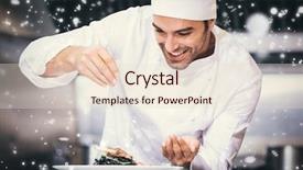  Presentation with falling snow - Presentation theme enhanced with perfect job - snow falling against chef sprinkling background and a lemonade colored foreground