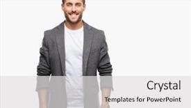  Presentation with 3d man business leader - Theme consisting of perfect job - young handsome business man background and a  colored foreground