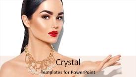  Presentation with girl model - Slide deck featuring perfect makeup and trendy gold background and a lemonade colored foreground