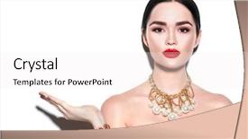  Presentation with girl model - Colorful presentation design enhanced with perfect makeup and trendy gold backdrop and a sky blue colored foreground