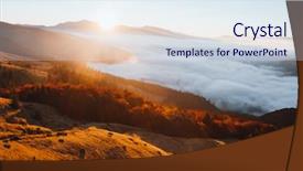  Presentation with foggy - Slide set enhanced with perfect morning moment in alpine background and a sky blue colored foreground