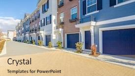  Presentation with apartment buildings - PPT layouts consisting of financial market law concept with background and a violet colored foreground.