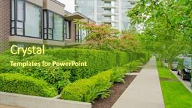  Presentation with apartments - Theme having perfect neighborhood apartments in suburb at spring in the north america background and a tawny brown colored foreground