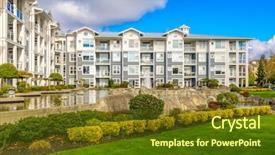 Presentation with apartments - Cool new presentation theme with perfect neighborhood apartments in suburb at fall in the north america backdrop and a tawny brown colored foreground