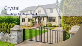  Presentation with north america - Colorful presentation enhanced with perfect-neighborhood-houses-behind-green backdrop and a sky blue colored foreground