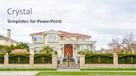  Presentation with north america - PPT layouts featuring perfect-neighborhood-houses-behind-green background and a sky blue colored foreground